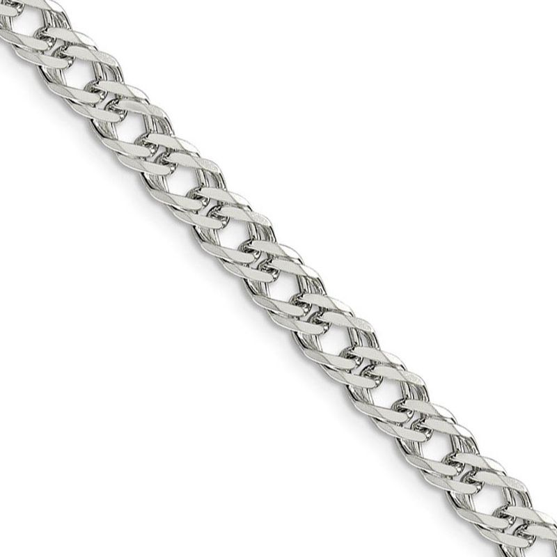 5.25mm Sterling Silver D/C Rambo Flat Curb Chain Bracelet, 8 Inch
